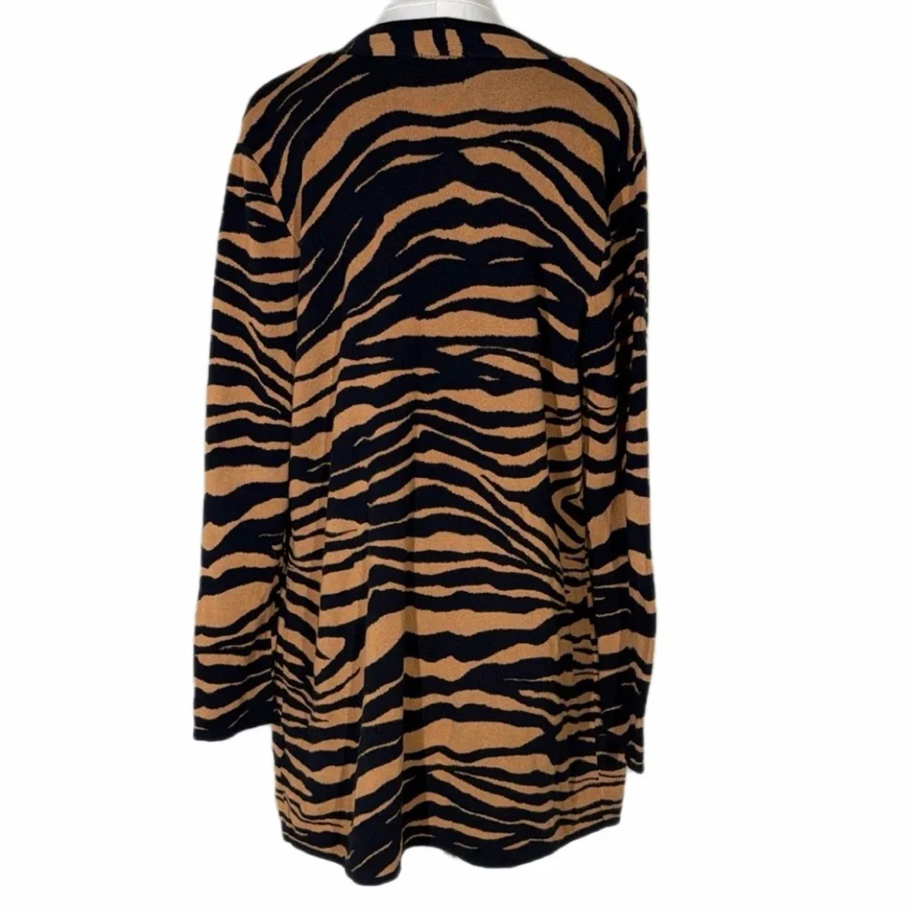 JM Collection Tiger Stripe Open Cardigan Long Sweater Size M